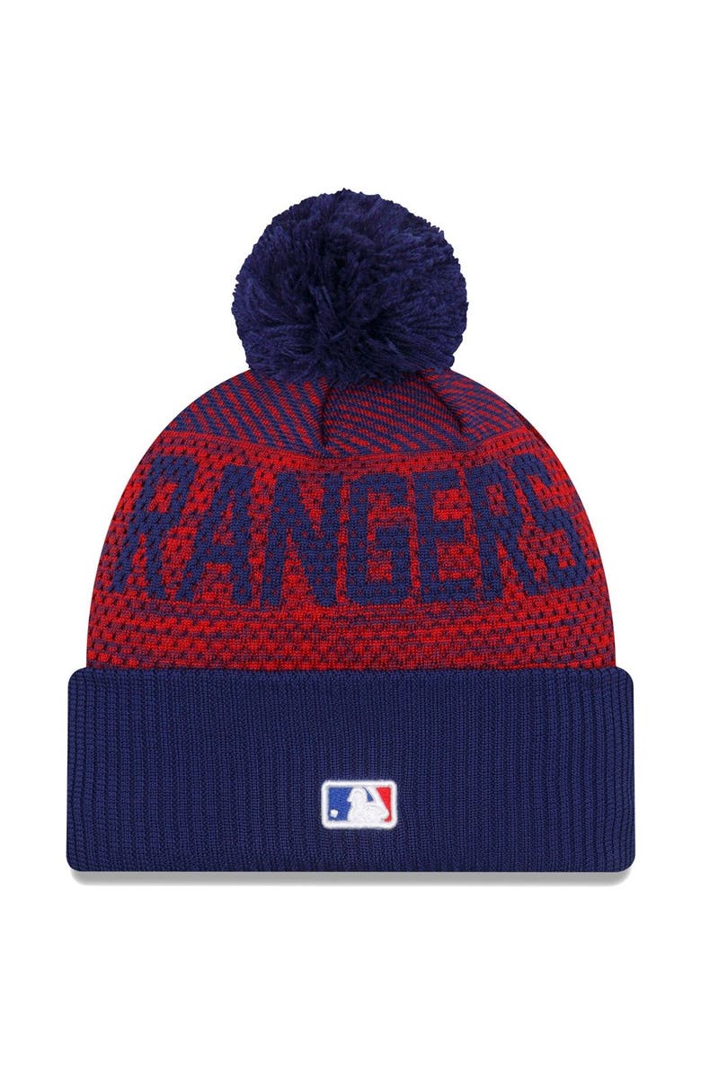 New Era Men's New Era Royal Texas Rangers Authentic Collection Sport Cuffed Knit Hat with Pom, Alternate, color, 