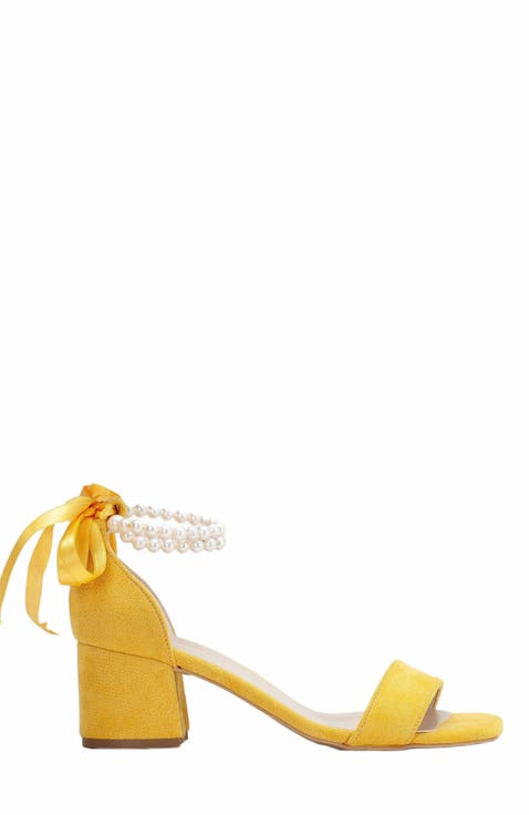 Illy Low Block Heel Sandals with Pearls