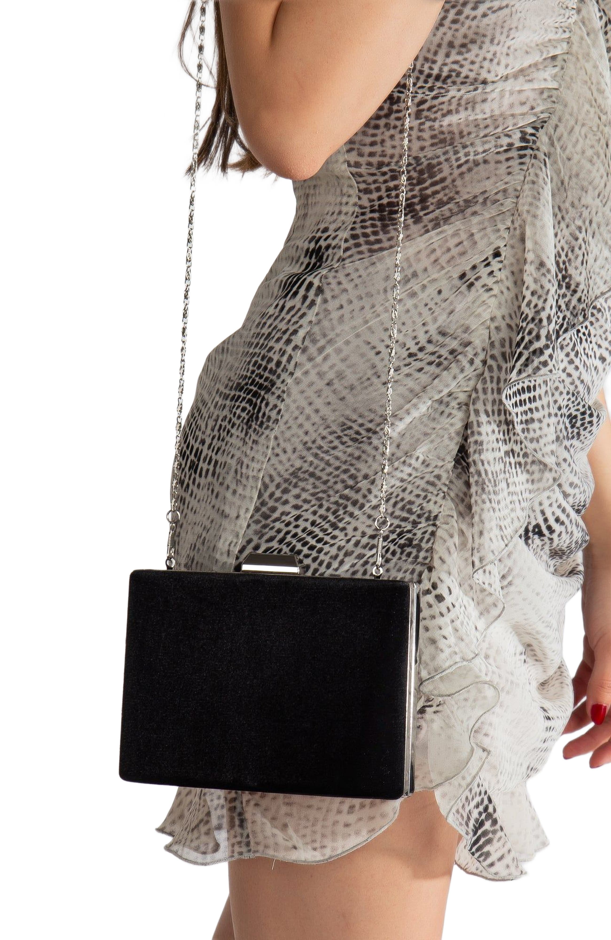 Forever & Always Shoes Alba Clutch Evening Purse, Alternate, color, Black Velvet