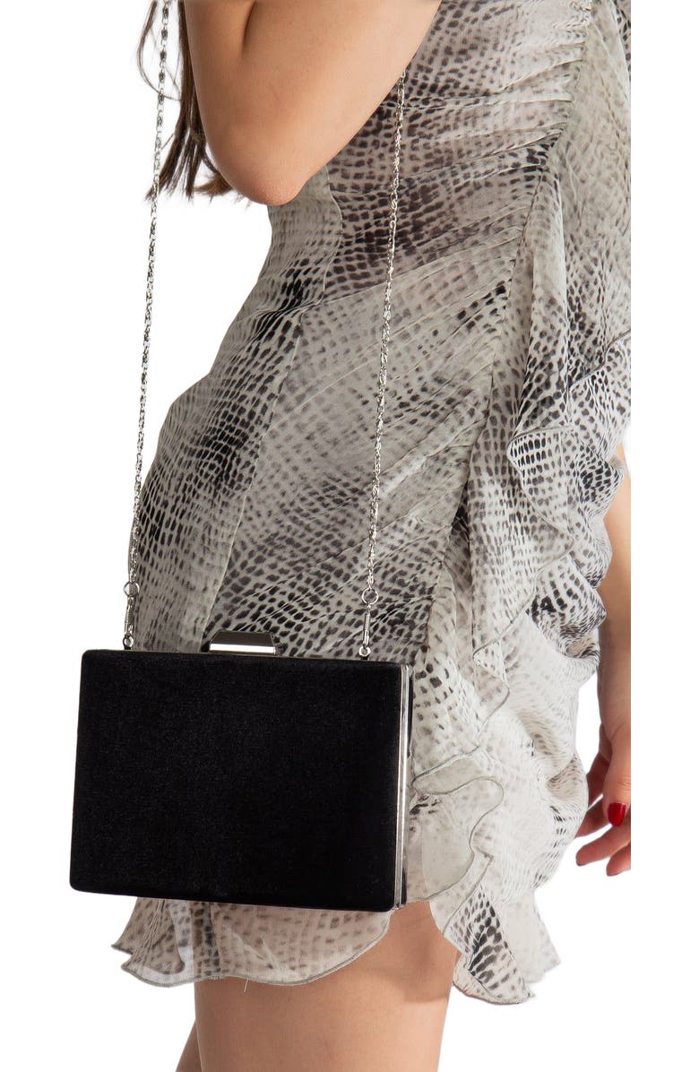 Forever & Always Shoes Alba Clutch Evening Purse, Alternate, color, Black Velvet