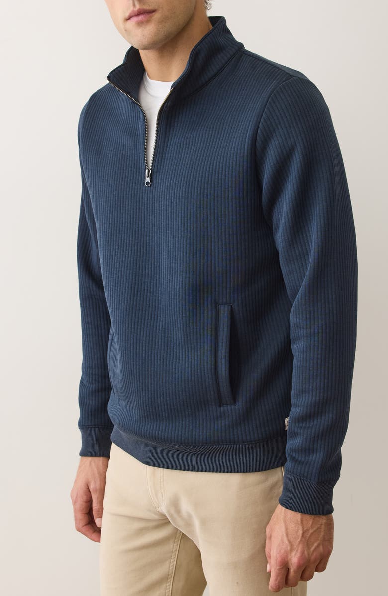 Marine Layer Corbet Quilted Quarter Zip Sweatshirt, Alternate, color, Navy