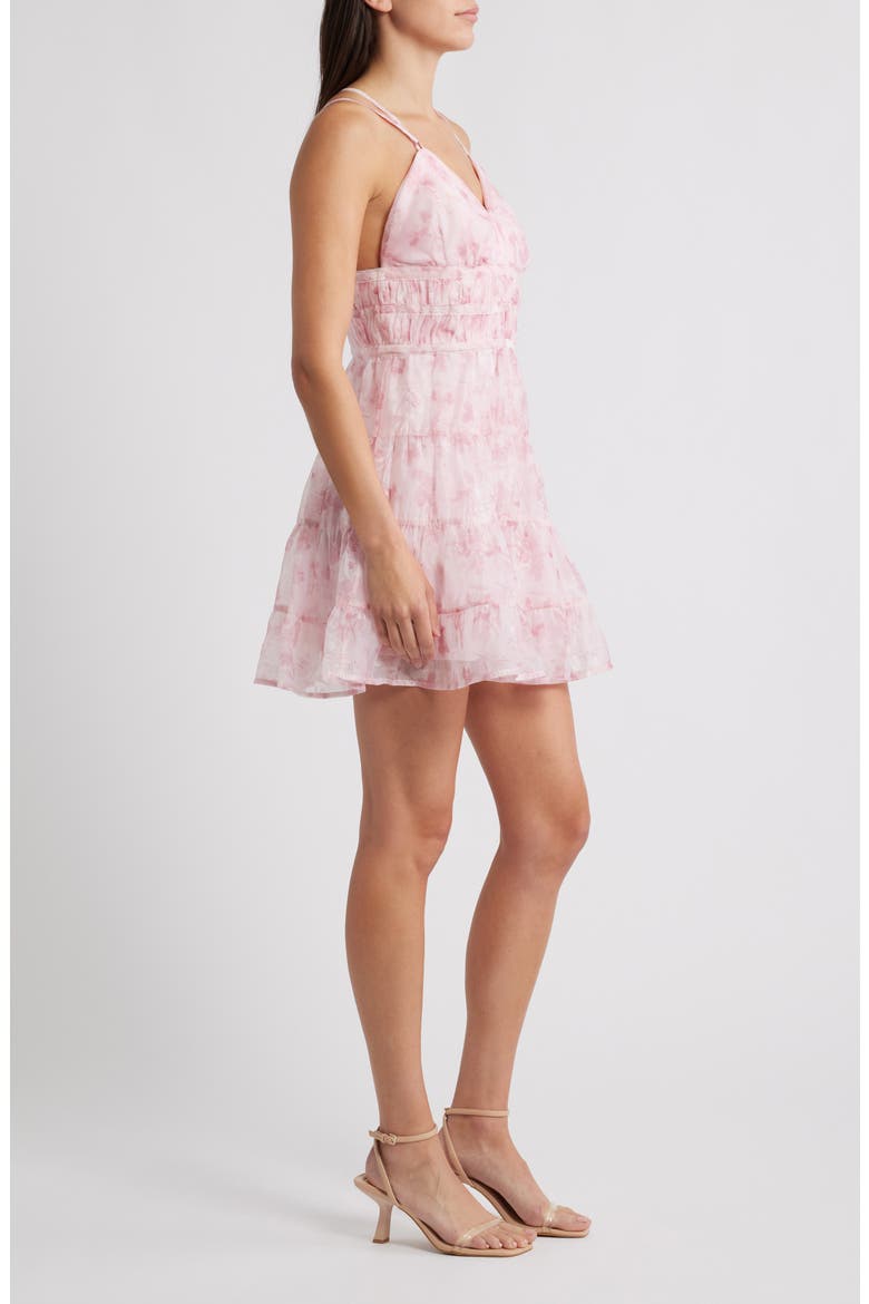 Floral Tiered Chiffon Minidress, Alternate, color, FALLING FLOWERS