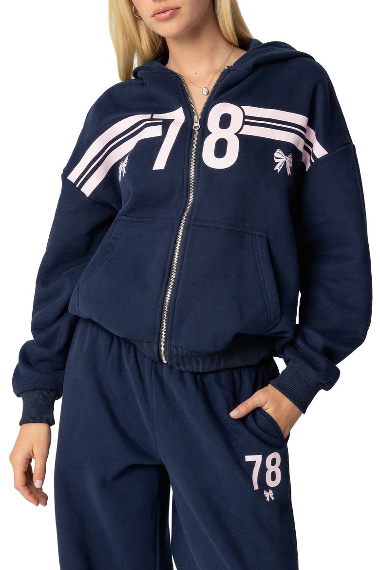 78 Stripe Graphic Zip-Up Hoodie, Main, color, NAVY