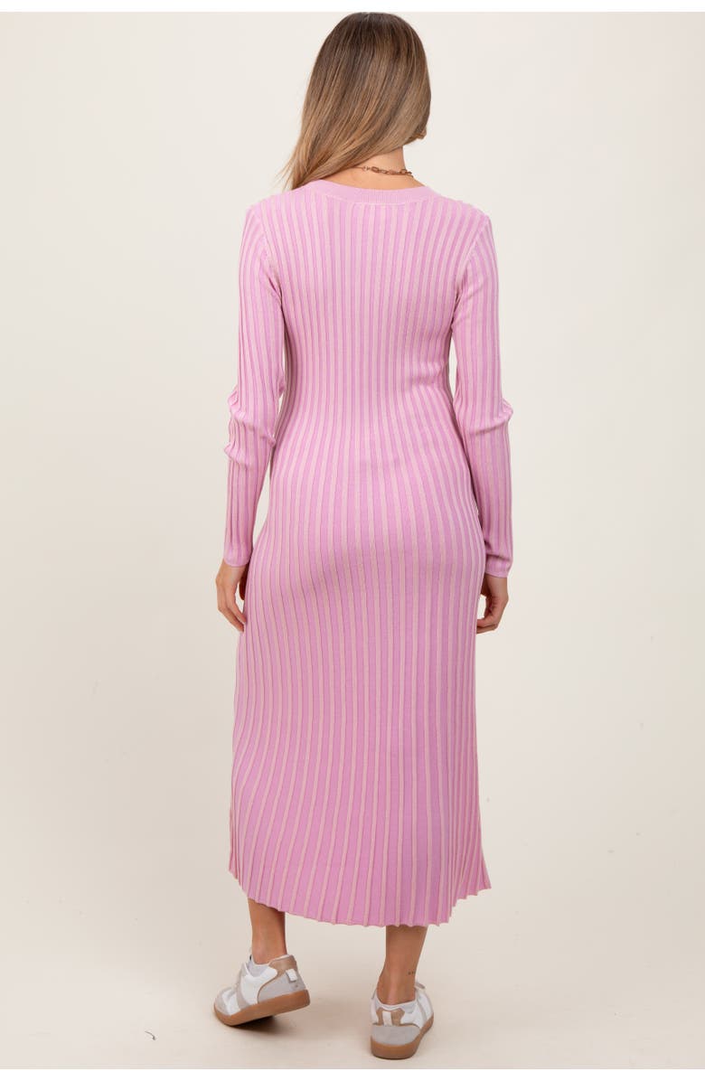 PinkBlush Ribbed Long Sleeve Sweater Midi Dress, Alternate, color, Pink