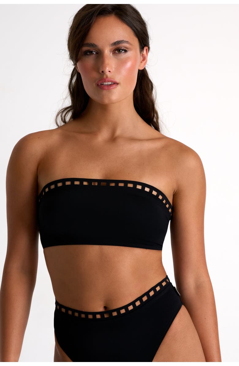 SHAN Bandeau Bikini Top With Mosaic Cutouts, Main, color, Black