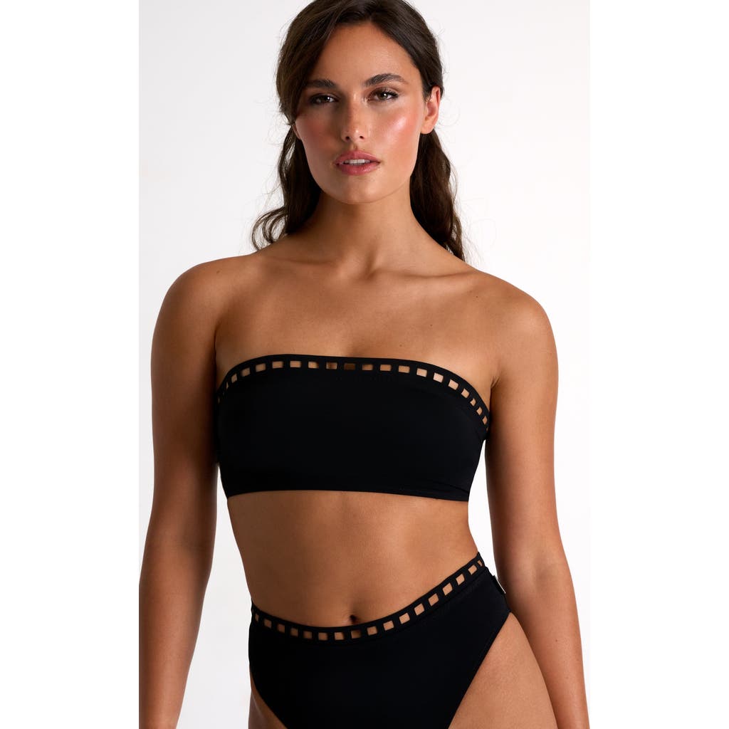 Shan Bandeau Bikini Top With Mosaic Cutouts In Black