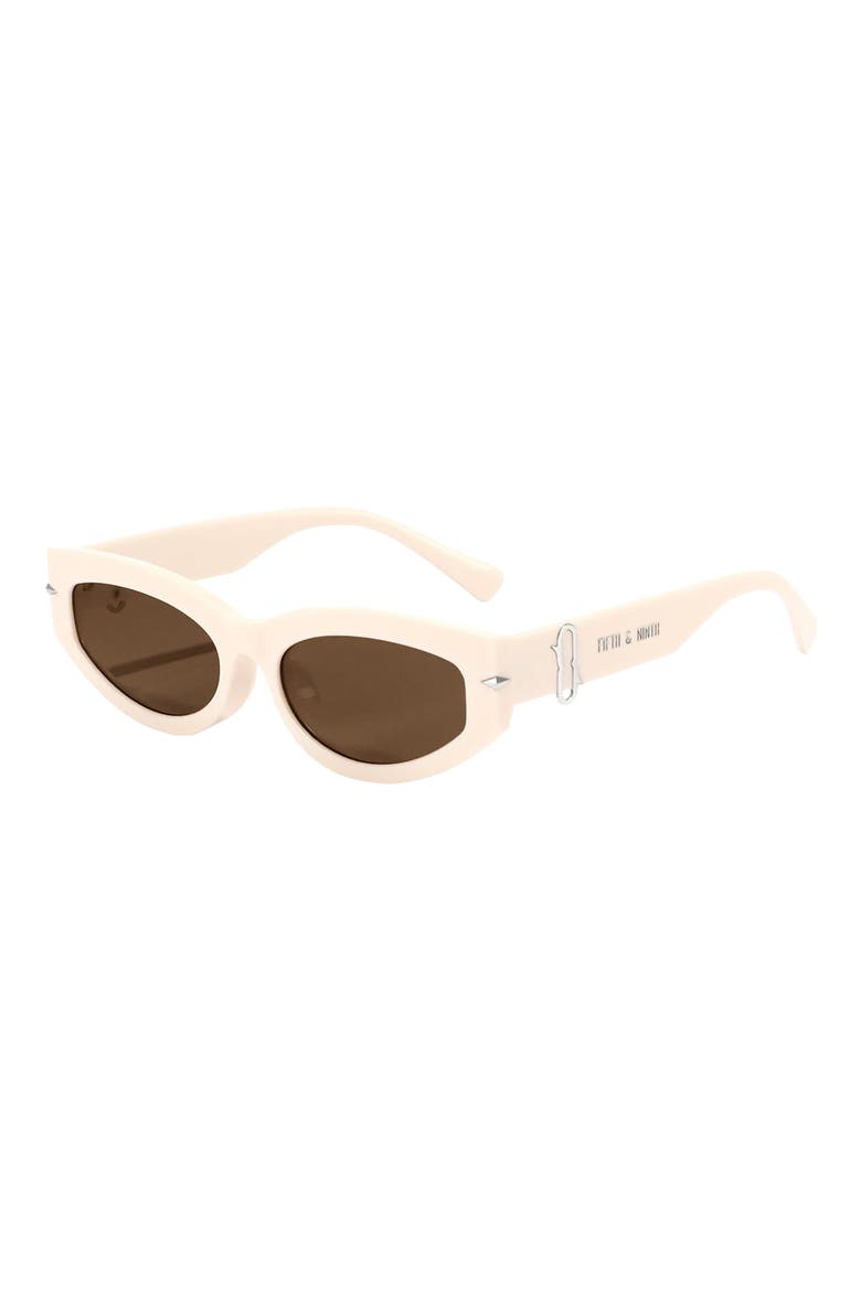 Alexa 58mm Oval Polarized Sunglasses, Alternate, color, CREAM/ BROWN