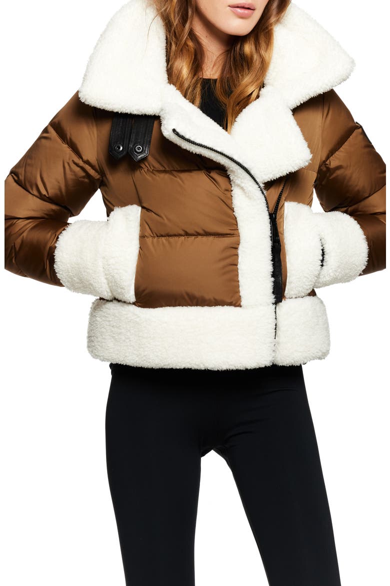 Bennet Faux Shearling Quilted Down Coat, Alternate, color, MATTE WALNUT