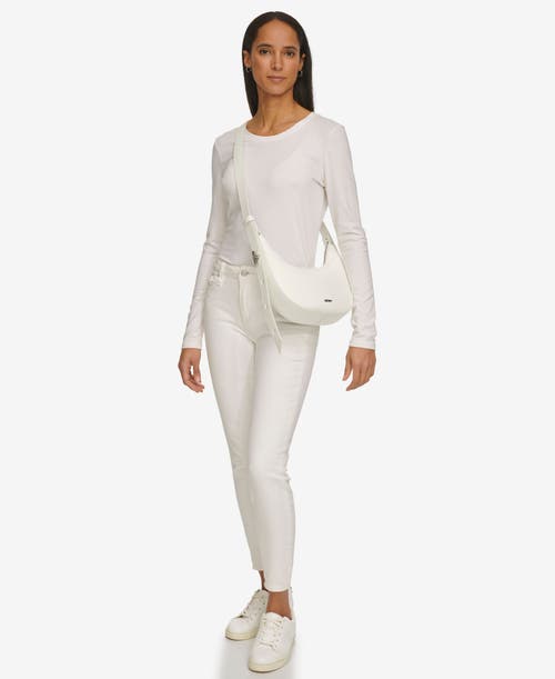 Dkny Bleeker Small Leather Crossbody In Optic White
