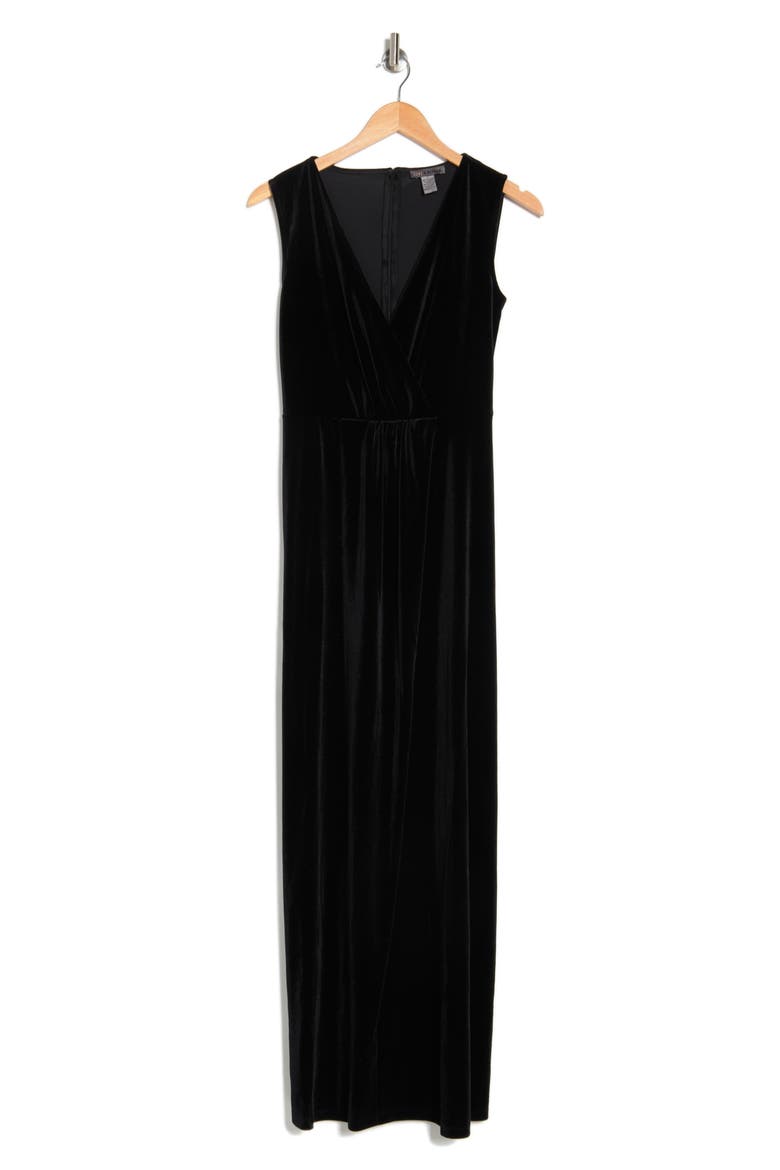 Munich Velvet Twist Front Sleeveless Maxi Dress, Alternate, color, BLACK