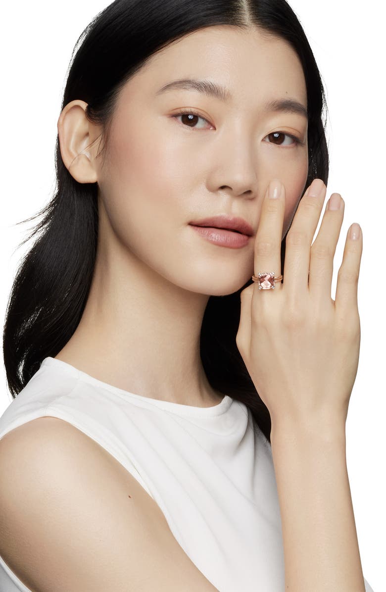 David Yurman Châtelaine<sup>®</sup> Morganite & Diamond Ring in 18K Rose Gold, Alternate, color, Rose Gold/ Diamond/ Morganite