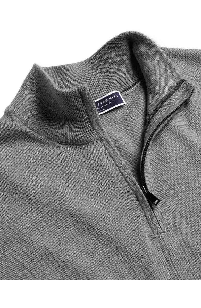 Charles Tyrwhitt Merino Zip Neck Long Sleeve Sweater, Alternate, color, Gray