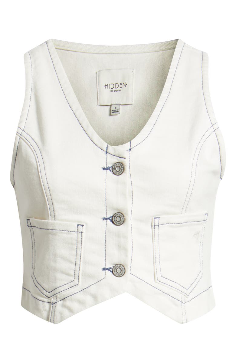HIDDEN JEANS Crop Denim Vest, Alternate, color, Pearl