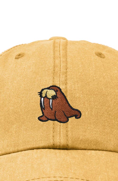 Dalix Walrus Embroidered Outdoor Cap In Washed Gold