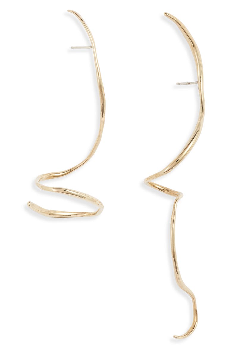 Boa Mismatched Earrings, Alternate, color, BRONZE