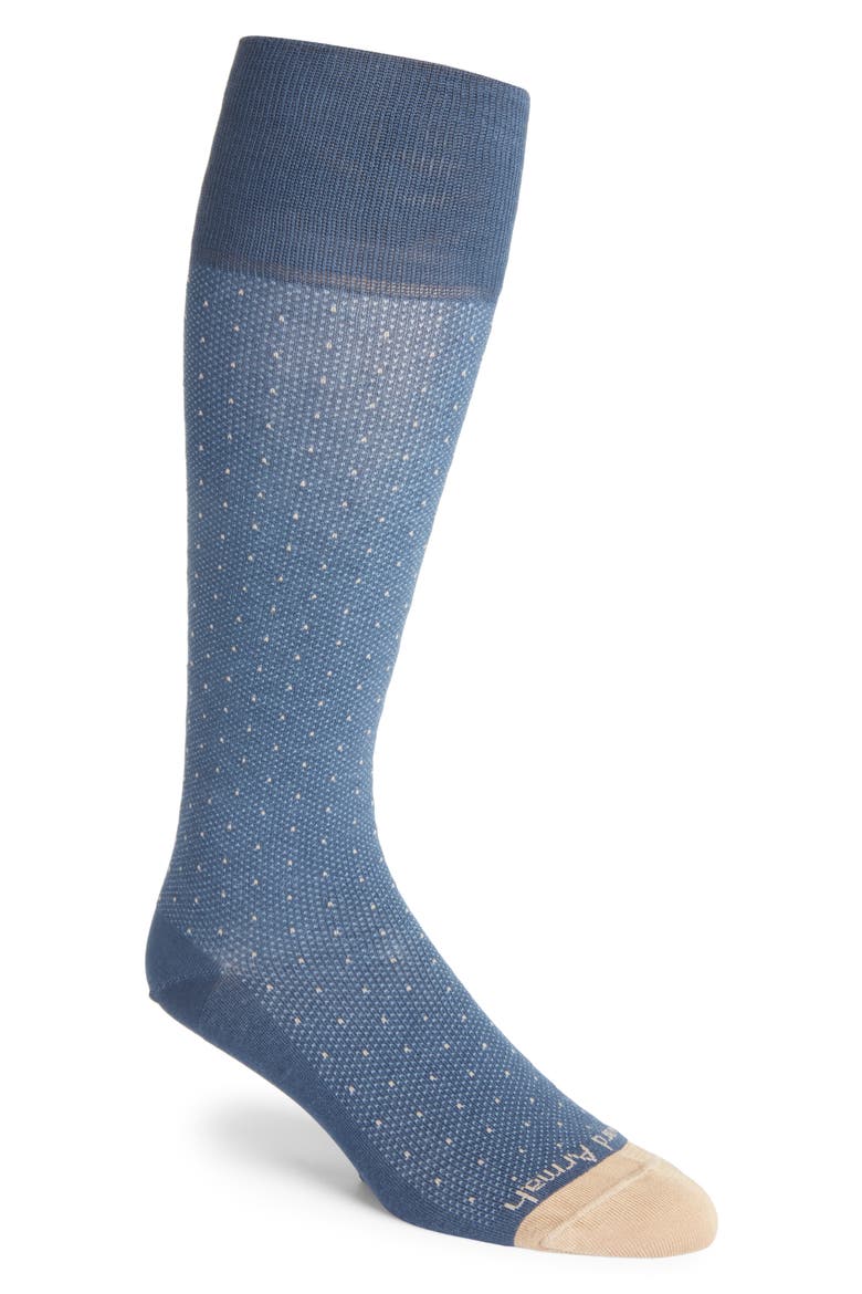 Dot Mélange Compression Dress Socks, Main, color, STEEL BLUE
