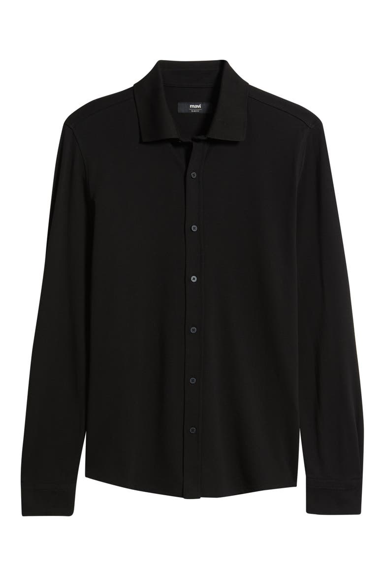 Slim Fit Cotton Button-Up Shirt, Alternate, color, BLACK