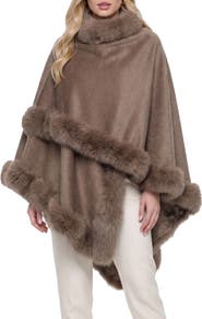 GORSKI Cashmere Cape with Genuine Shearling Trim