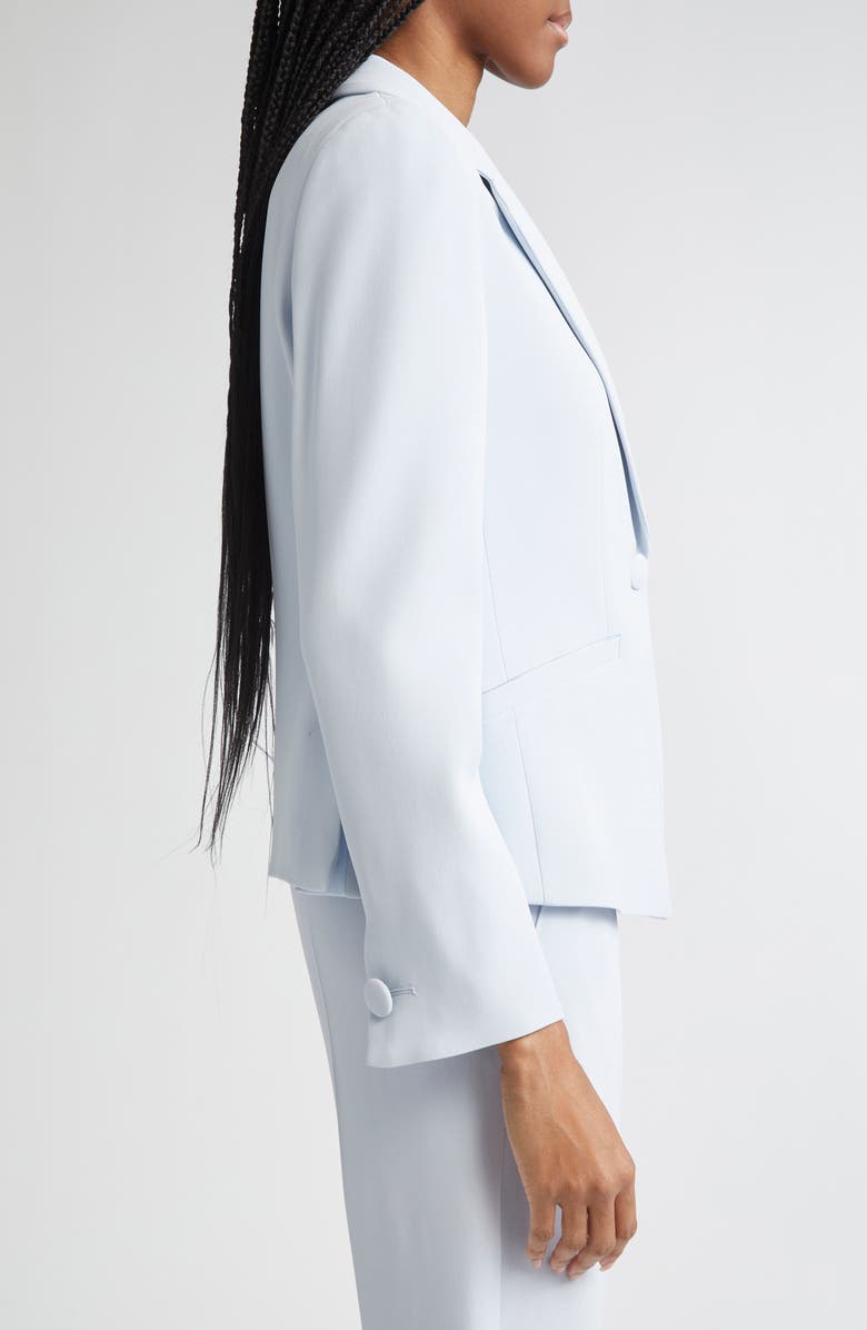 Emporio Armani Cady One-Button Crepe Crop Blazer, Alternate, color, Zen Blue