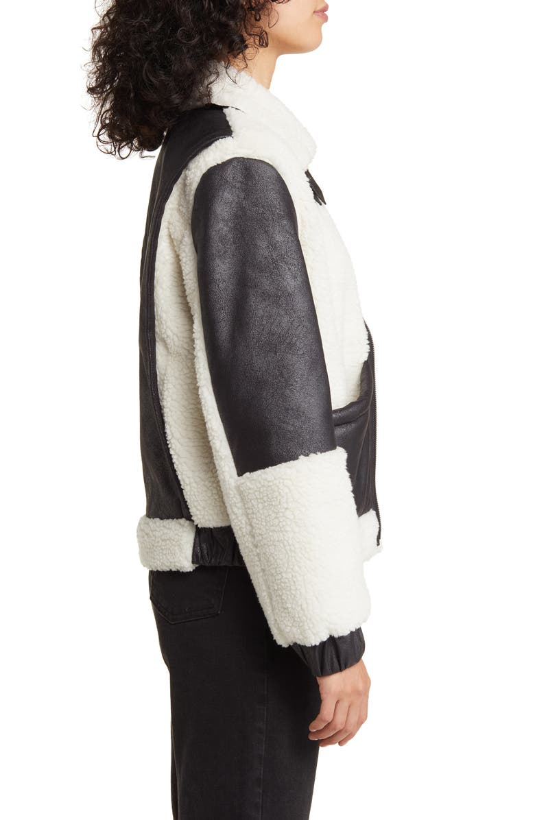 Vigoss Faux Shearling & Faux Leather Jacket, Alternate, color, 