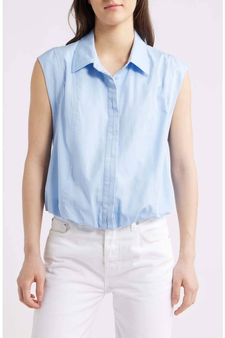 Cap Sleeve Button-Up Shirt, Main, color, HIGH SKY BLUE