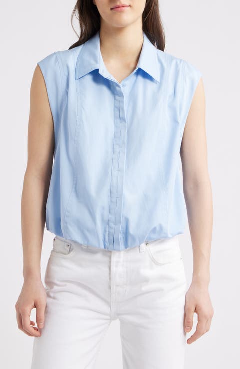 Cap Sleeve Button-Up Shirt