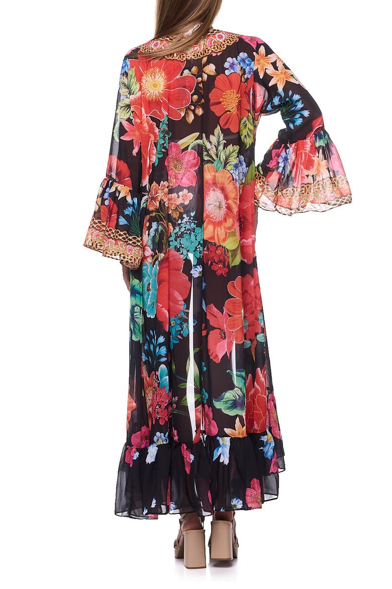 Floral Ruffle Duster, Alternate, color, BLACK