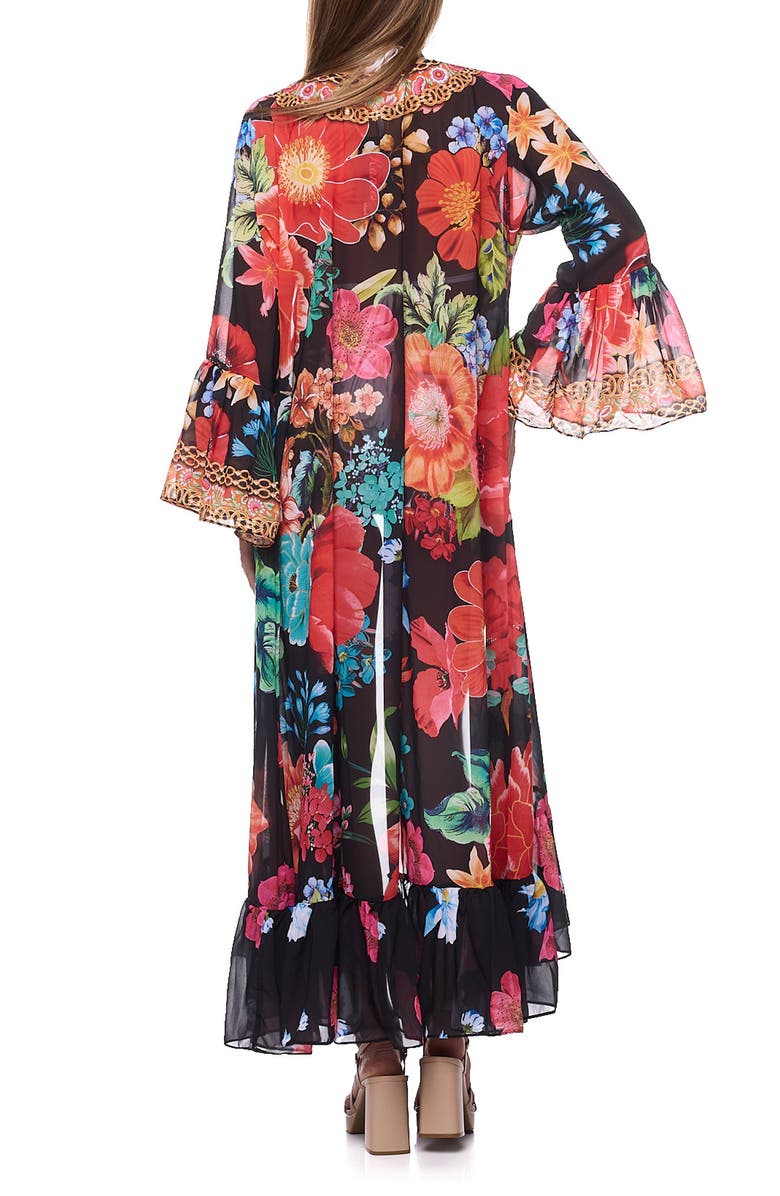 RANEES Floral Ruffle Duster, Alternate, color, Black
