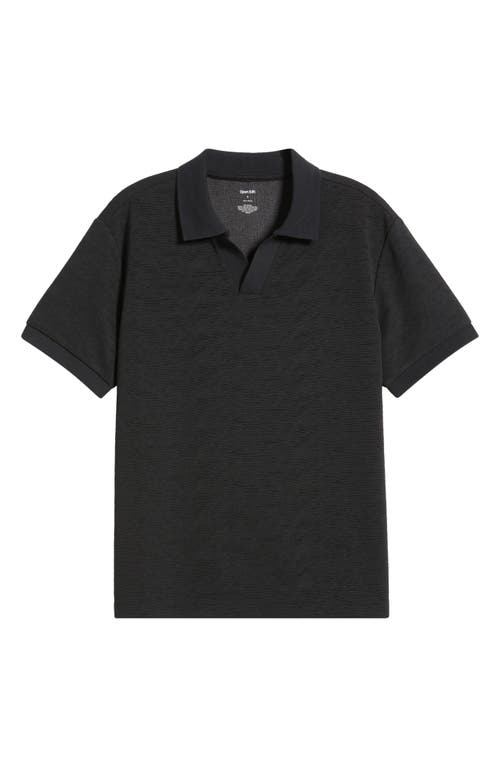 Open Edit Wave Texture Johnny Collar Polo In Gray