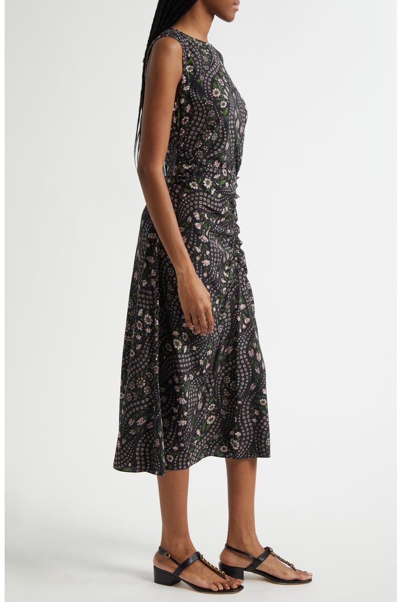 Viviana Mixed Floral Print Stretch Silk Dress, Alternate, color, BLACK MULTI