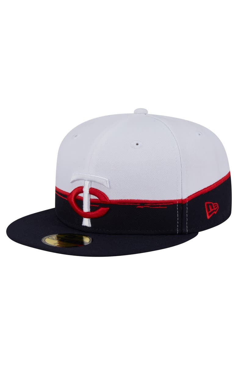 New Era Men's New Era Navy/White Minnesota Twins Paint Stroke 59FIFTY Fitted Hat, Main, color, Navy