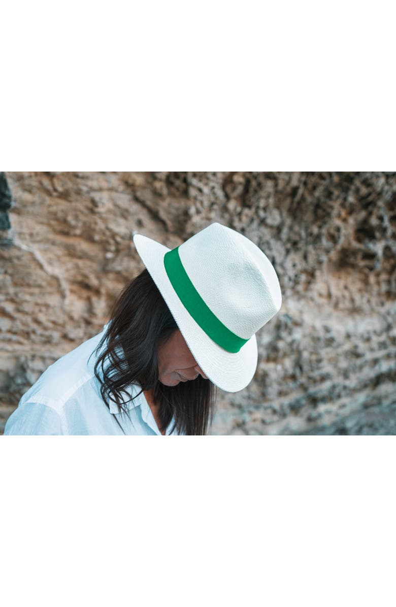 Lastelier Panama green straw hat, Alternate, color, Green