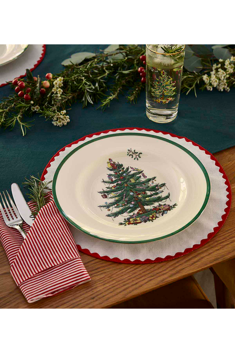 Christmas Tree 10.5" Dinner Plate, Alternate, color, Green