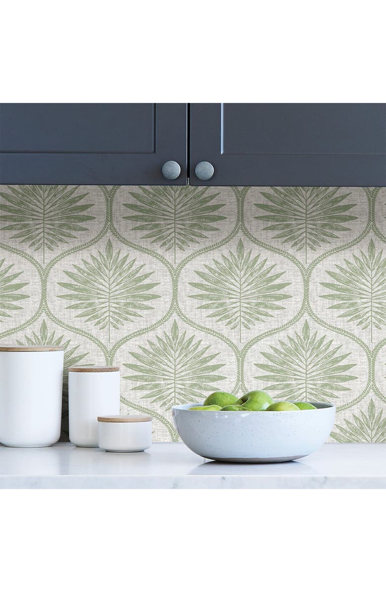 Wallpops Green Primitive Leaves Peel & Stick Wallpaper, Alternate, color, Green