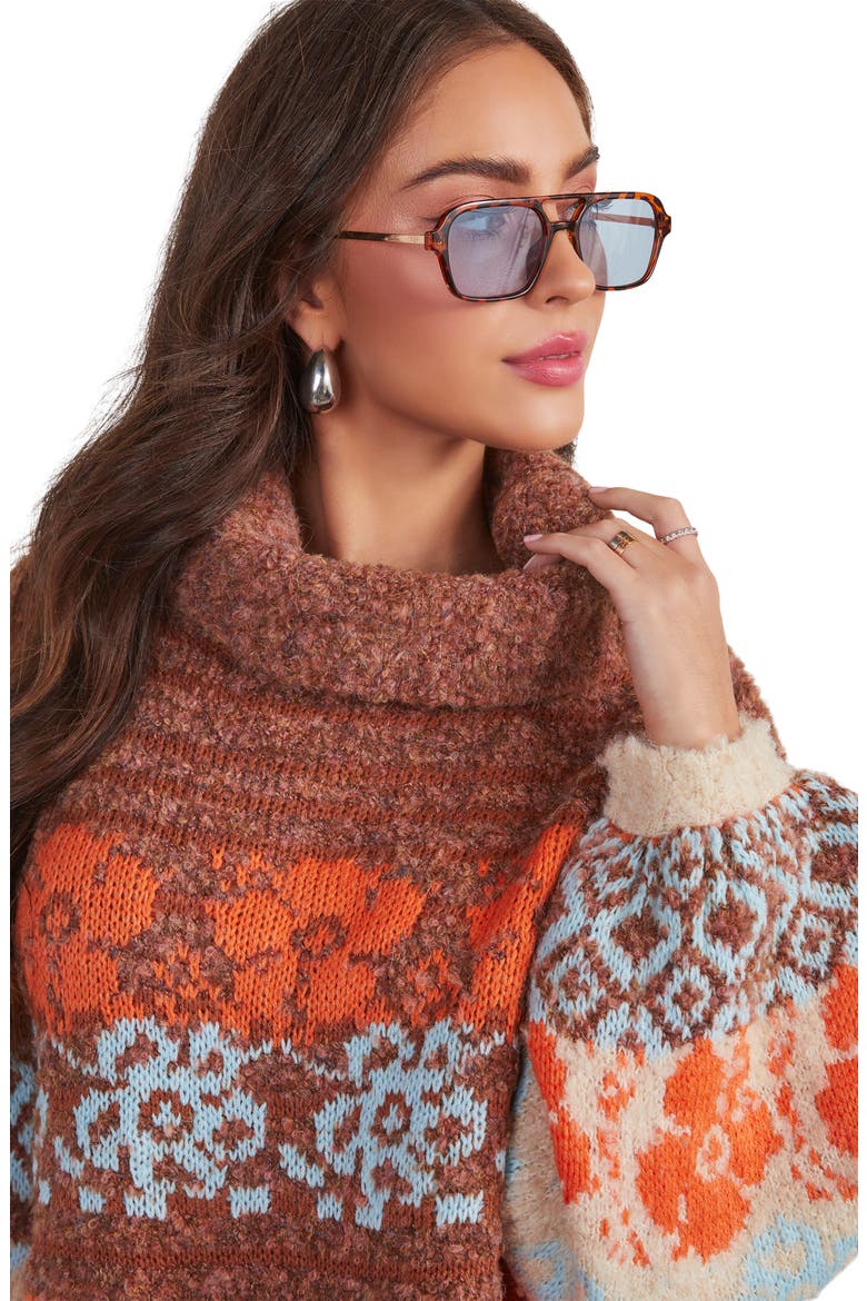 Monet Turtleneck Sweater, Alternate, color, ORANGE MULTI