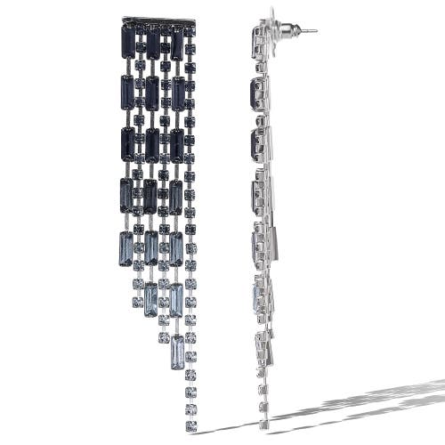 Jessica Simpson Tiered Crystal Fringe Earrings In Metallic