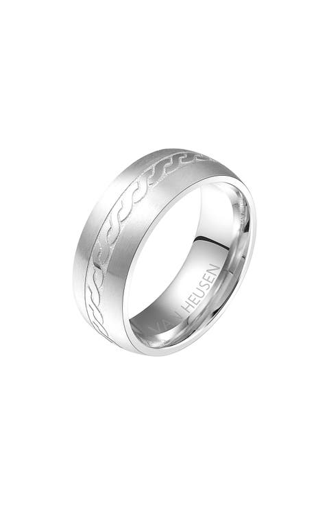 Men's Ribbon Etched Band Ring