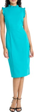 Maggy London Ruffle Mock Neck Sheath Dress
