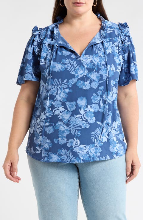 Bary Danielle Floral Ruffle Top (Plus)