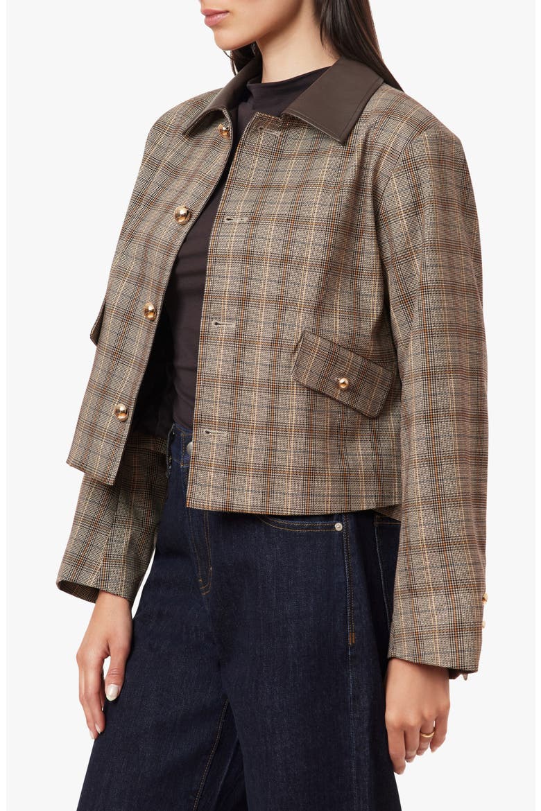 Houndstooth Check Swing Jacket, Alternate, color, BROWN HOUNDSTOOTH