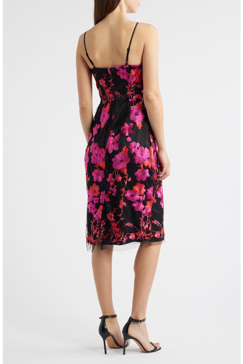 Embroidered Mesh Dress, Alternate, color, BLK FUSCHI