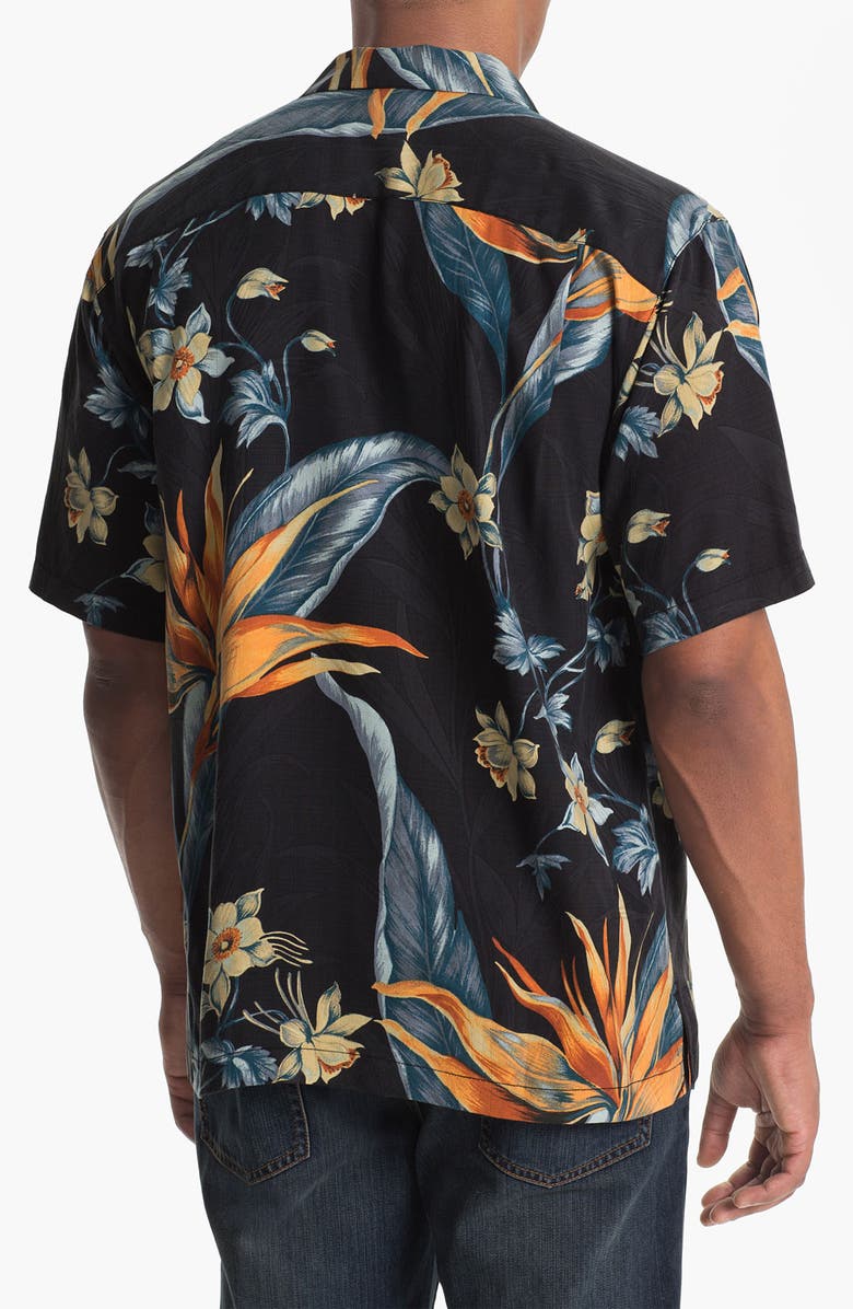 Tommy Bahama 'Florale en Fuego' Silk Campshirt, Alternate, color, 