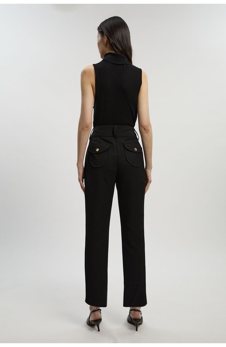 Karen Millen Petite Textured Straight Leg Trousers, Alternate, color, Black
