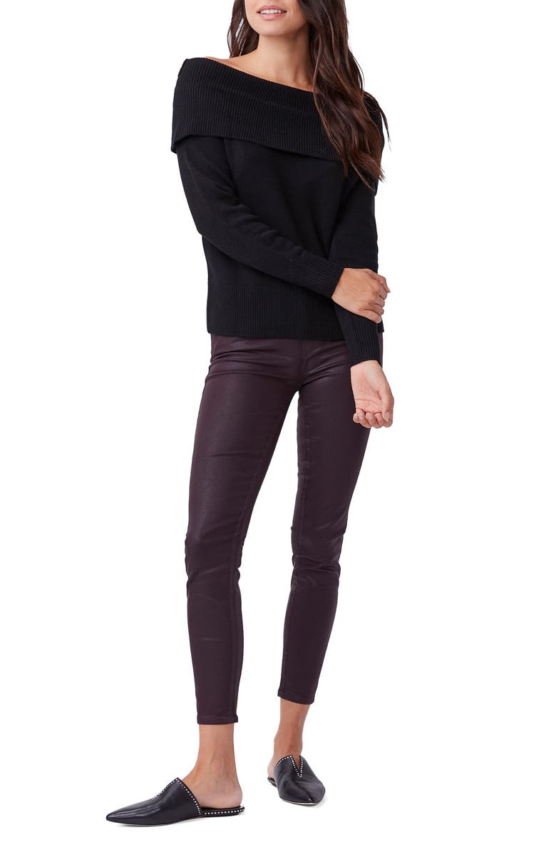 PAIGE Izabella Off-the-Shoulder Sweater, Alternate, color, Black