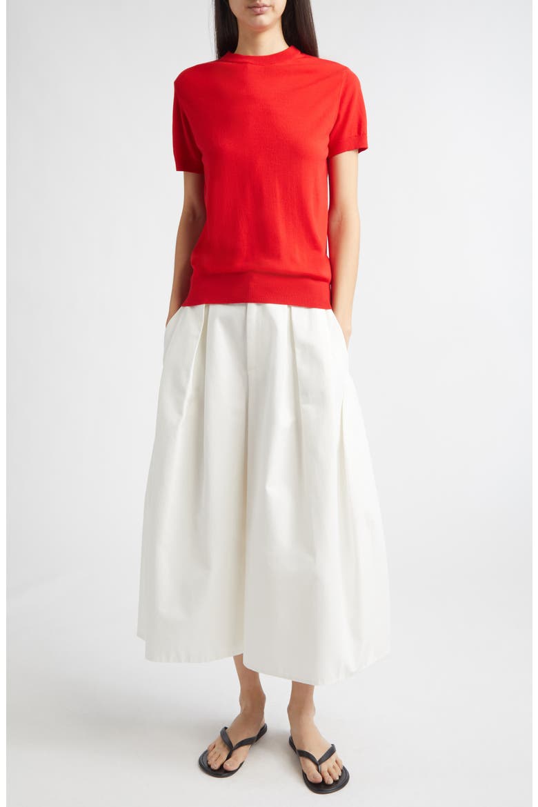 Enzo Short Sleeve Virgin Wool Sweater, Alternate, color, POPPY