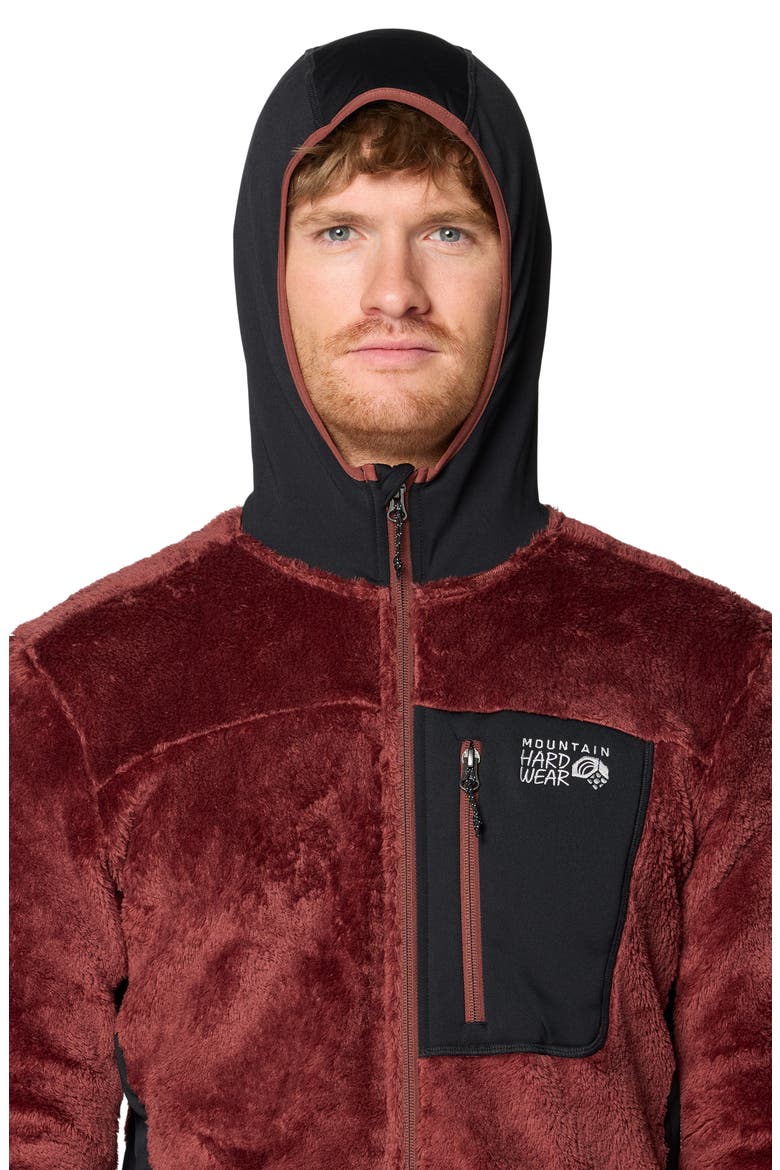 Polartec® High Loft Fleece Hooded Jacket, Alternate, color, BOURBON BROWN/ BLACK
