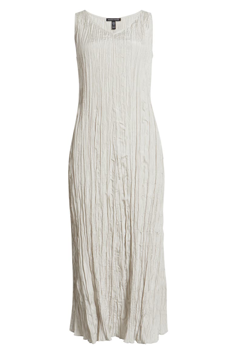 Pleated Silk Midi Dress, Alternate, color, CHALK