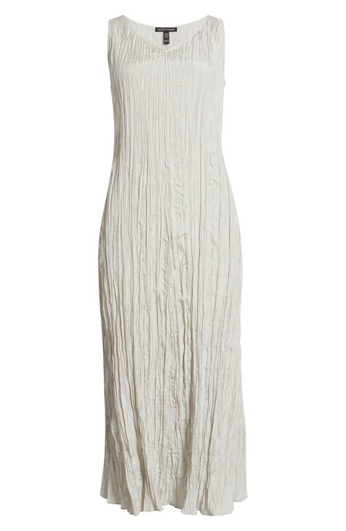 Eileen Fisher Pleated Silk Midi Dress In Chalk