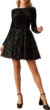 FLYING TOMATO Textured Long Sleeve Minidress