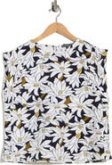 Adrianna Papell Floral Cap Sleeve Crinkled Top